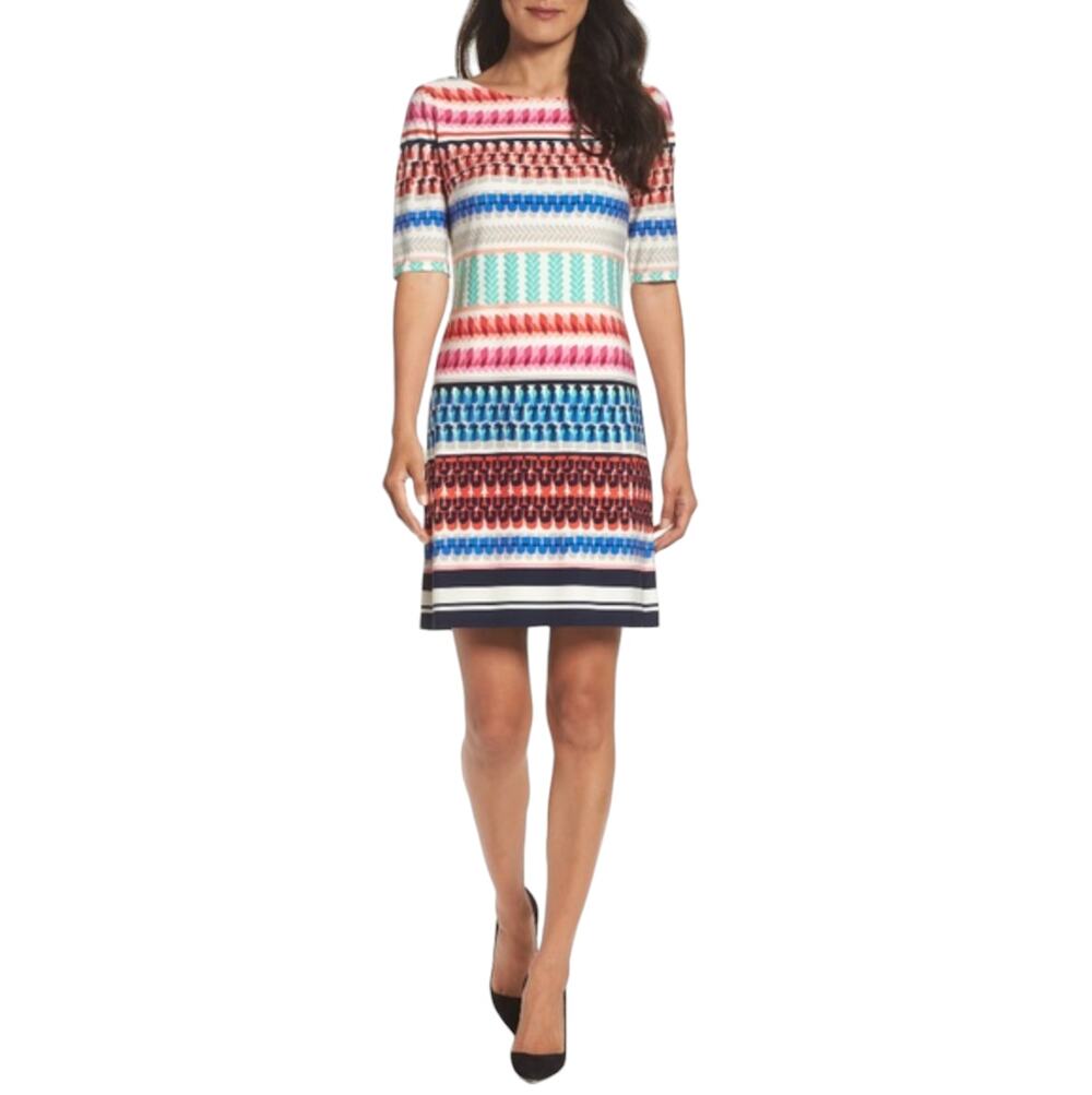 Eliza J Multi Color Multi Pattern Shift Dress